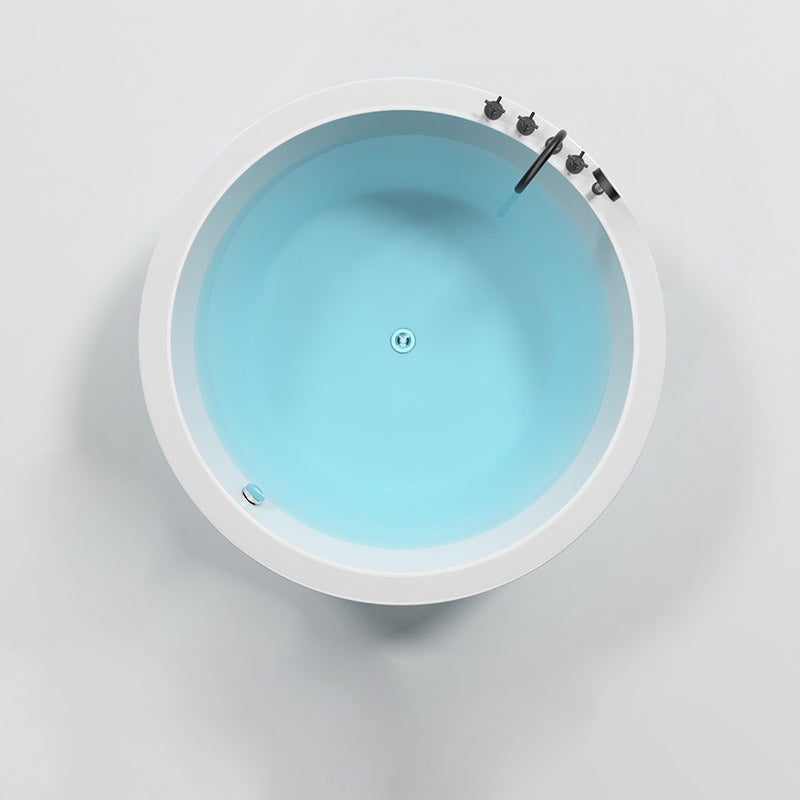 Modern Drop-in Bath Tub Round Acrylic Bathtub for Home and Hotel Massage Not Included Tub with Black 5-Piece Set Clearhalo 'Bathroom Remodel & Bathroom Fixtures' 'Bathtubs' 'Home Improvement' 'home_improvement' 'home_improvement_bathtubs' 'Showers & Bathtubs' 6108264