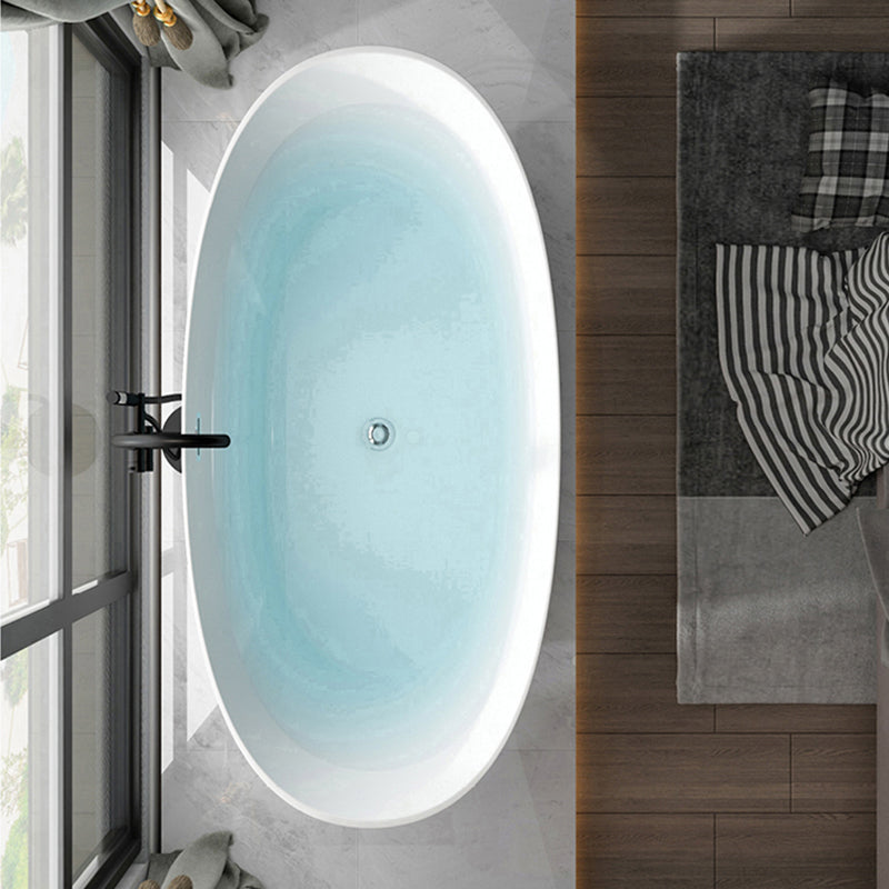 Soaking Oval Freestanding Bathtub Modern Acrylic Bathtub with Overflow Trim Clearhalo 'Bathroom Remodel & Bathroom Fixtures' 'Bathtubs' 'Home Improvement' 'home_improvement' 'home_improvement_bathtubs' 'Showers & Bathtubs' 6116004