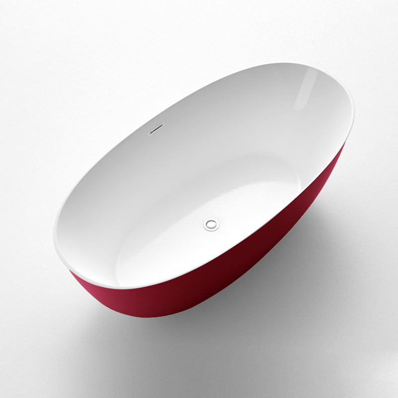 Soaking Oval Freestanding Bathtub Modern Acrylic Bathtub with Overflow Trim Red Tub Clearhalo 'Bathroom Remodel & Bathroom Fixtures' 'Bathtubs' 'Home Improvement' 'home_improvement' 'home_improvement_bathtubs' 'Showers & Bathtubs' 6116008