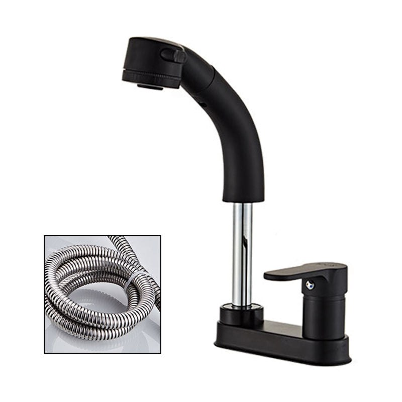 Low Arc Bathroom Sink Faucet with 1 Handle Vessel Faucet with Overflow Black Clearhalo 'Bathroom Remodel & Bathroom Fixtures' 'Bathroom Sink Faucets' 'Bathroom Sinks & Faucet Components' 'bathroom_sink_faucets' 'Home Improvement' 'home_improvement' 'home_improvement_bathroom_sink_faucets' 6116276