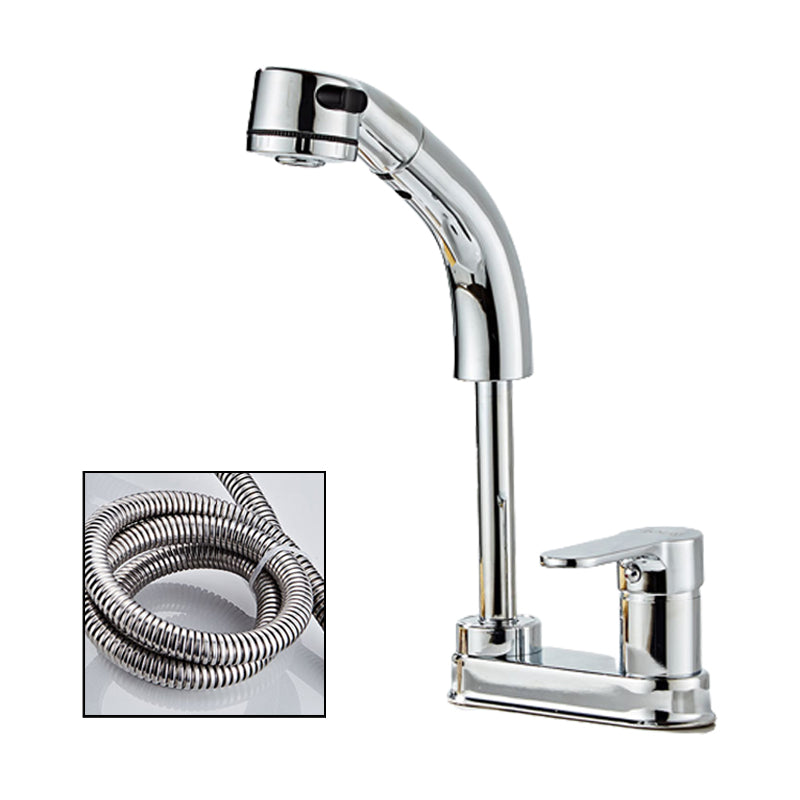 Low Arc Bathroom Sink Faucet with 1 Handle Vessel Faucet with Overflow Chrome Clearhalo 'Bathroom Remodel & Bathroom Fixtures' 'Bathroom Sink Faucets' 'Bathroom Sinks & Faucet Components' 'bathroom_sink_faucets' 'Home Improvement' 'home_improvement' 'home_improvement_bathroom_sink_faucets' 6116278