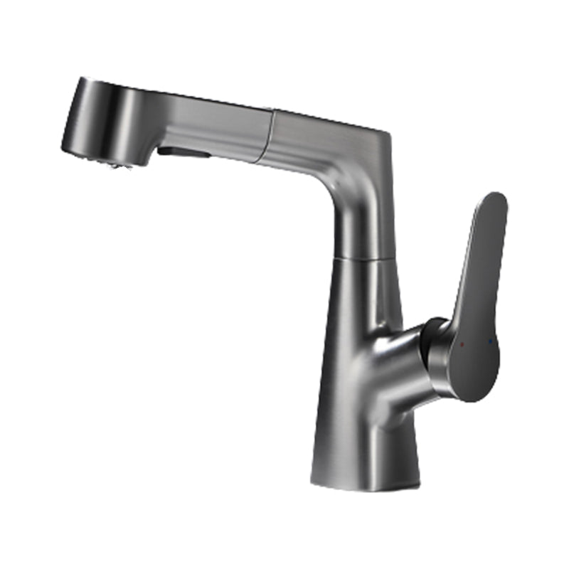 1-Handle Brushed Nickel Widespread Faucet Single Hole Bathroom Vessel Faucet with Brass Clearhalo 'Bathroom Remodel & Bathroom Fixtures' 'Bathroom Sink Faucets' 'Bathroom Sinks & Faucet Components' 'bathroom_sink_faucets' 'Home Improvement' 'home_improvement' 'home_improvement_bathroom_sink_faucets' 6116294