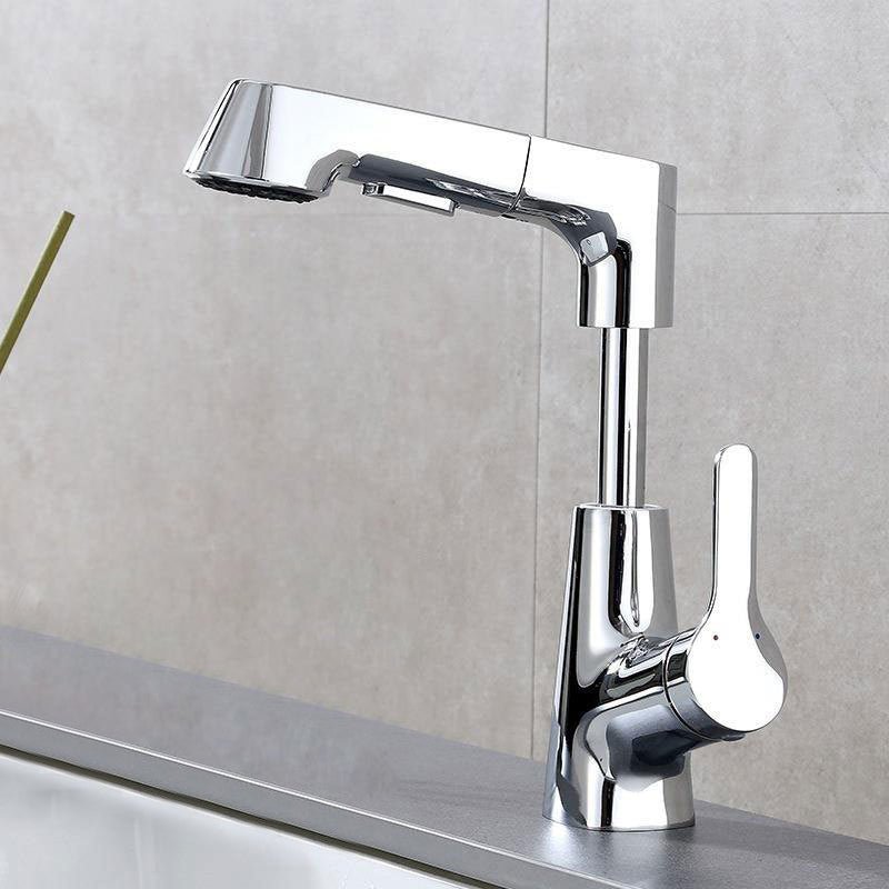 1-Handle Brushed Nickel Widespread Faucet Single Hole Bathroom Vessel Faucet with Brass Silver Supply Lines Not Included Clearhalo 'Bathroom Remodel & Bathroom Fixtures' 'Bathroom Sink Faucets' 'Bathroom Sinks & Faucet Components' 'bathroom_sink_faucets' 'Home Improvement' 'home_improvement' 'home_improvement_bathroom_sink_faucets' 6116295