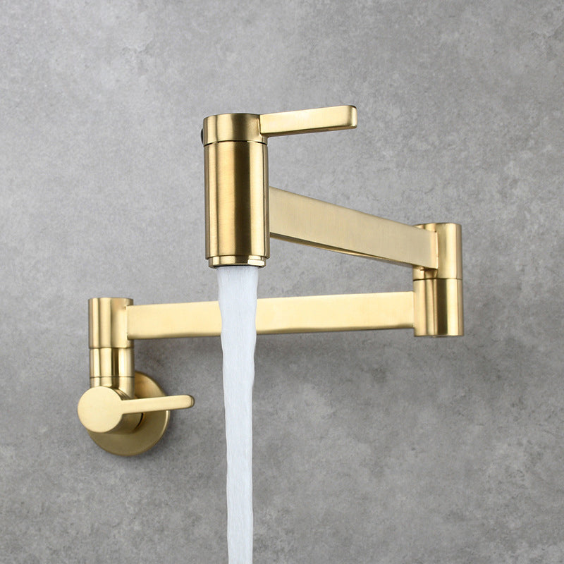 1-Handle Brushed Nickel Widespread Faucet 1 Hole Wall Mounted Bathroom Faucet with Brass Gold Single Pattern Clearhalo 'Bathroom Remodel & Bathroom Fixtures' 'Bathroom Sink Faucets' 'Bathroom Sinks & Faucet Components' 'bathroom_sink_faucets' 'Home Improvement' 'home_improvement' 'home_improvement_bathroom_sink_faucets' 6116309