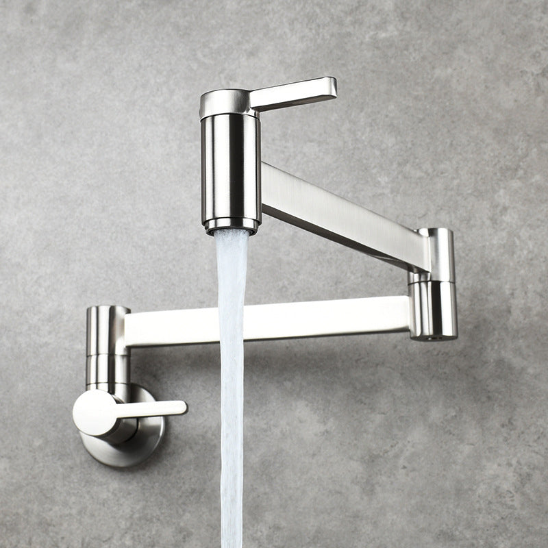 1-Handle Brushed Nickel Widespread Faucet 1 Hole Wall Mounted Bathroom Faucet with Brass Silver Single Pattern Clearhalo 'Bathroom Remodel & Bathroom Fixtures' 'Bathroom Sink Faucets' 'Bathroom Sinks & Faucet Components' 'bathroom_sink_faucets' 'Home Improvement' 'home_improvement' 'home_improvement_bathroom_sink_faucets' 6116310
