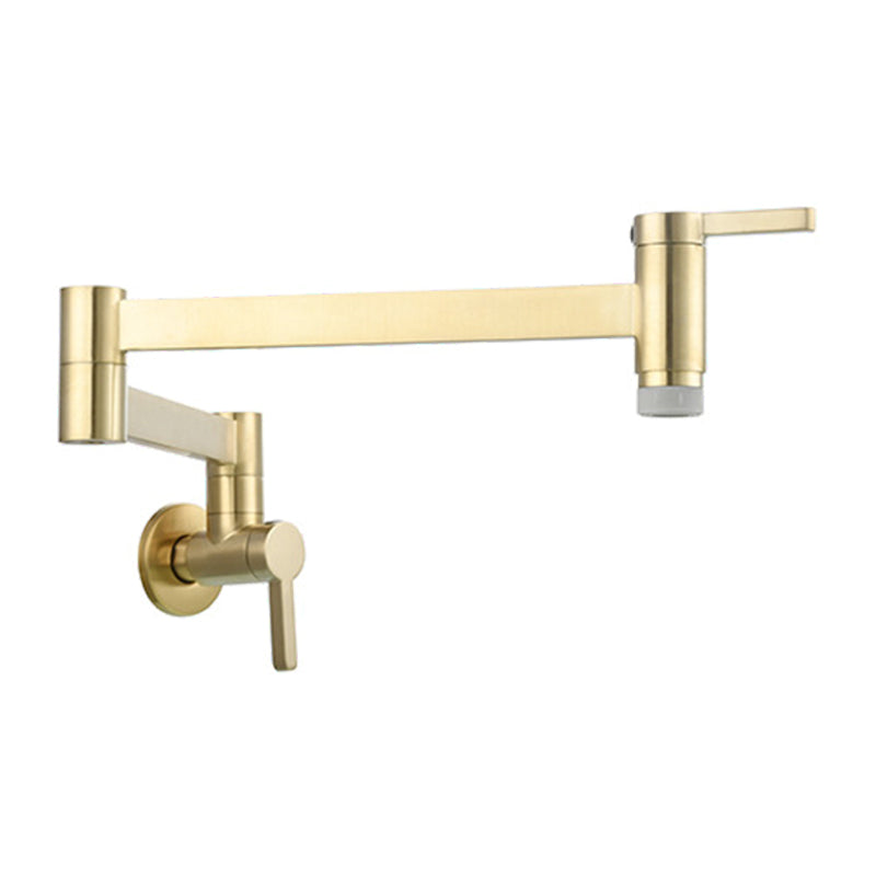 1-Handle Brushed Nickel Widespread Faucet 1 Hole Wall Mounted Bathroom Faucet with Brass Clearhalo 'Bathroom Remodel & Bathroom Fixtures' 'Bathroom Sink Faucets' 'Bathroom Sinks & Faucet Components' 'bathroom_sink_faucets' 'Home Improvement' 'home_improvement' 'home_improvement_bathroom_sink_faucets' 6116317
