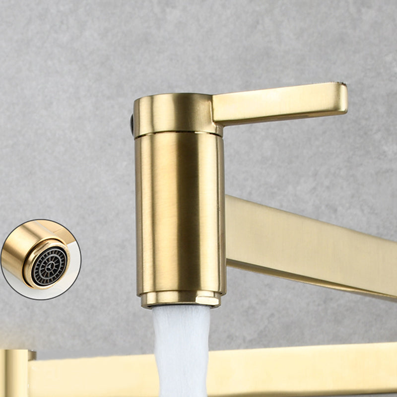 1-Handle Brushed Nickel Widespread Faucet 1 Hole Wall Mounted Bathroom Faucet with Brass Clearhalo 'Bathroom Remodel & Bathroom Fixtures' 'Bathroom Sink Faucets' 'Bathroom Sinks & Faucet Components' 'bathroom_sink_faucets' 'Home Improvement' 'home_improvement' 'home_improvement_bathroom_sink_faucets' 6116321