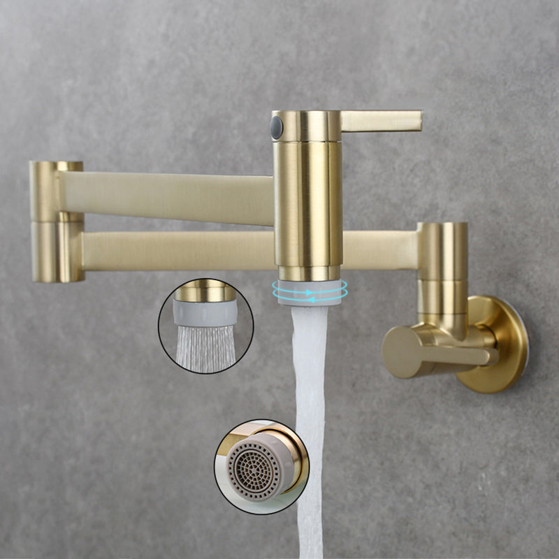 1-Handle Brushed Nickel Widespread Faucet 1 Hole Wall Mounted Bathroom Faucet with Brass Clearhalo 'Bathroom Remodel & Bathroom Fixtures' 'Bathroom Sink Faucets' 'Bathroom Sinks & Faucet Components' 'bathroom_sink_faucets' 'Home Improvement' 'home_improvement' 'home_improvement_bathroom_sink_faucets' 6116323