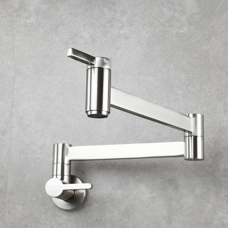 1-Handle Brushed Nickel Widespread Faucet 1 Hole Wall Mounted Bathroom Faucet with Brass Clearhalo 'Bathroom Remodel & Bathroom Fixtures' 'Bathroom Sink Faucets' 'Bathroom Sinks & Faucet Components' 'bathroom_sink_faucets' 'Home Improvement' 'home_improvement' 'home_improvement_bathroom_sink_faucets' 6116333