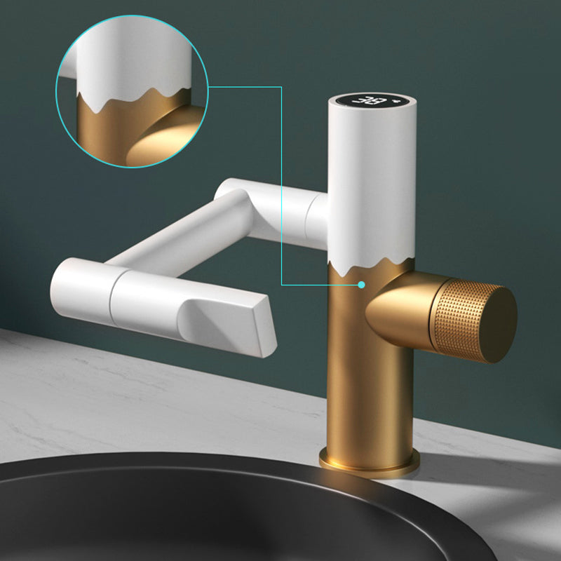 Contemporary Sink Faucet Solid Color Knob Handle Brass Bathroom Faucet Clearhalo 'Bathroom Remodel & Bathroom Fixtures' 'Bathroom Sink Faucets' 'Bathroom Sinks & Faucet Components' 'bathroom_sink_faucets' 'Home Improvement' 'home_improvement' 'home_improvement_bathroom_sink_faucets' 6120618