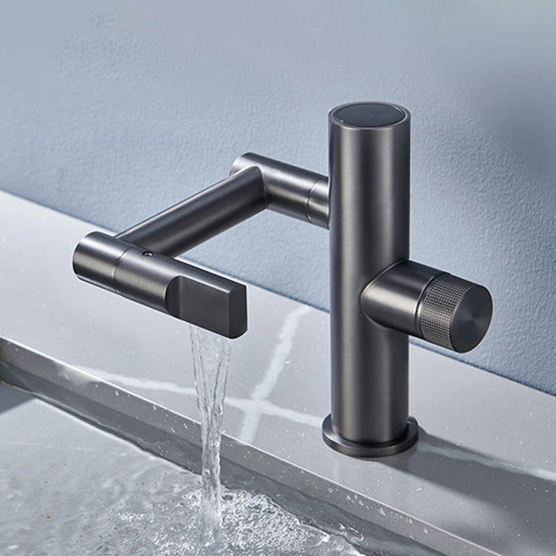 Contemporary Sink Faucet Solid Color Knob Handle Brass Bathroom Faucet Grey Clearhalo 'Bathroom Remodel & Bathroom Fixtures' 'Bathroom Sink Faucets' 'Bathroom Sinks & Faucet Components' 'bathroom_sink_faucets' 'Home Improvement' 'home_improvement' 'home_improvement_bathroom_sink_faucets' 6120622