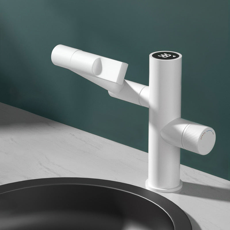 Contemporary Sink Faucet Solid Color Knob Handle Brass Bathroom Faucet Clearhalo 'Bathroom Remodel & Bathroom Fixtures' 'Bathroom Sink Faucets' 'Bathroom Sinks & Faucet Components' 'bathroom_sink_faucets' 'Home Improvement' 'home_improvement' 'home_improvement_bathroom_sink_faucets' 6120623