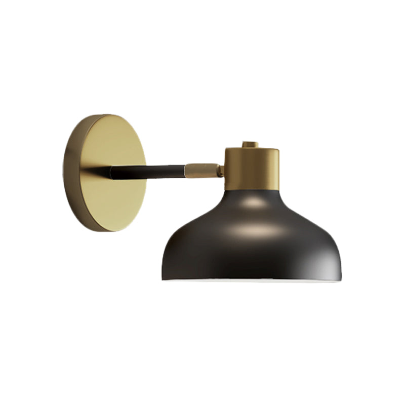 Metal Barn Sconce Lamp Industrial 1-Bulb Bedside Wall Mount in Black with Plug In Cord Clearhalo 'Art deco wall lights' 'Cast Iron' 'Glass' 'Industrial wall lights' 'Industrial' 'Middle century wall lights' 'Modern' 'Rustic wall lights' 'Tiffany' 'Traditional wall lights' 'Wall Lamps & Sconces' 'Wall Lights' Lighting' 612067
