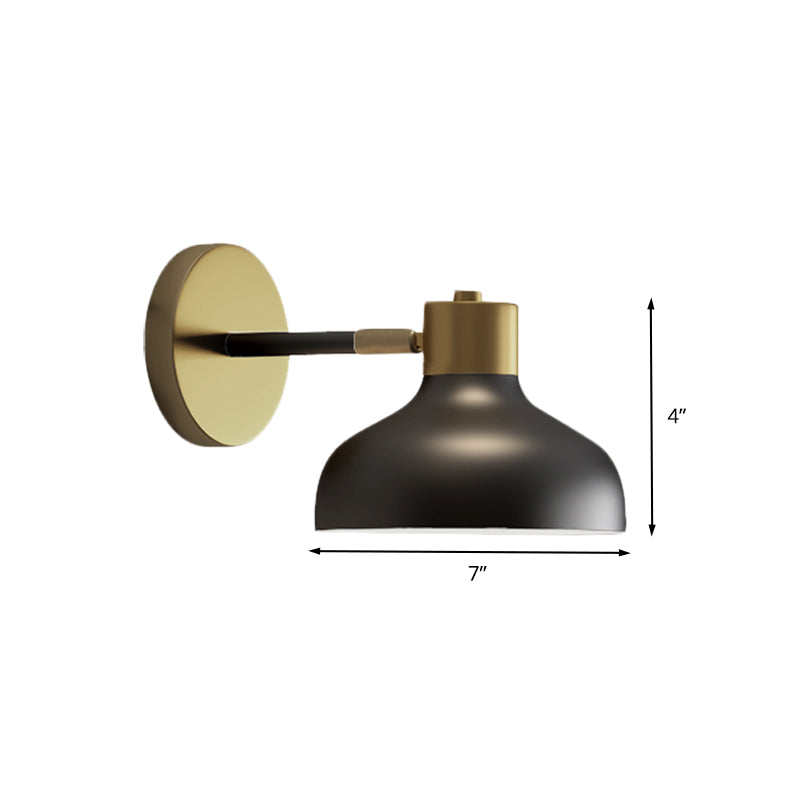 Metal Barn Sconce Lamp Industrial 1-Bulb Bedside Wall Mount in Black with Plug In Cord Clearhalo 'Art deco wall lights' 'Cast Iron' 'Glass' 'Industrial wall lights' 'Industrial' 'Middle century wall lights' 'Modern' 'Rustic wall lights' 'Tiffany' 'Traditional wall lights' 'Wall Lamps & Sconces' 'Wall Lights' Lighting' 612069