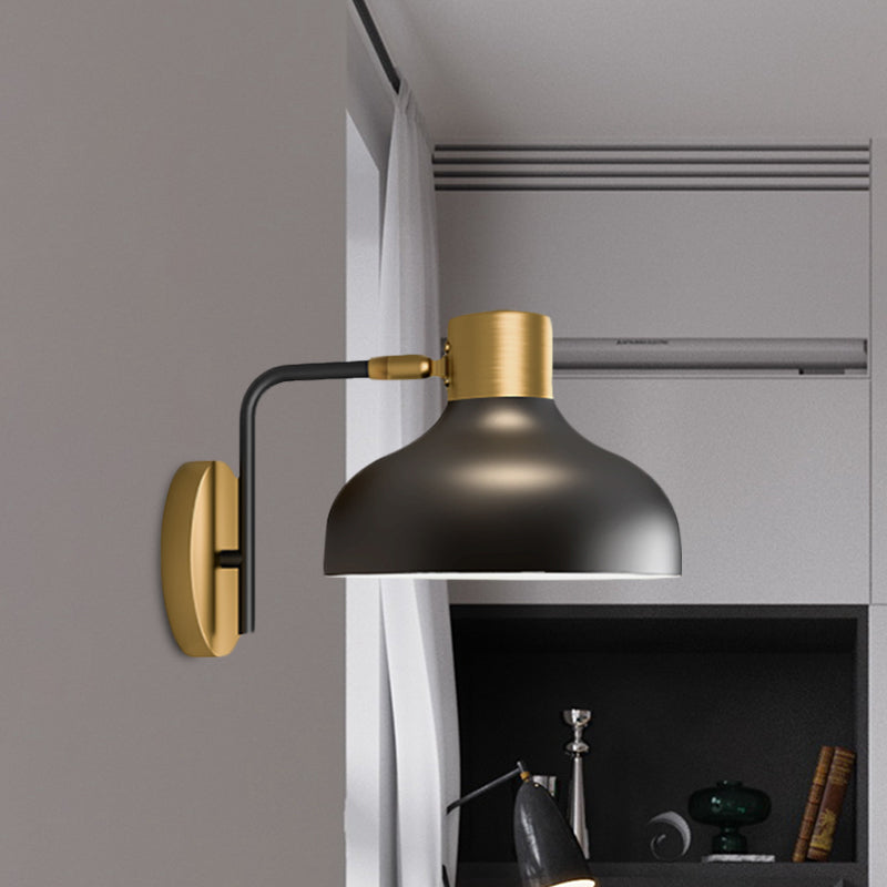Metal Barn Sconce Lamp Industrial 1-Bulb Bedside Wall Mount in Black with Plug In Cord Clearhalo 'Art deco wall lights' 'Cast Iron' 'Glass' 'Industrial wall lights' 'Industrial' 'Middle century wall lights' 'Modern' 'Rustic wall lights' 'Tiffany' 'Traditional wall lights' 'Wall Lamps & Sconces' 'Wall Lights' Lighting' 612071