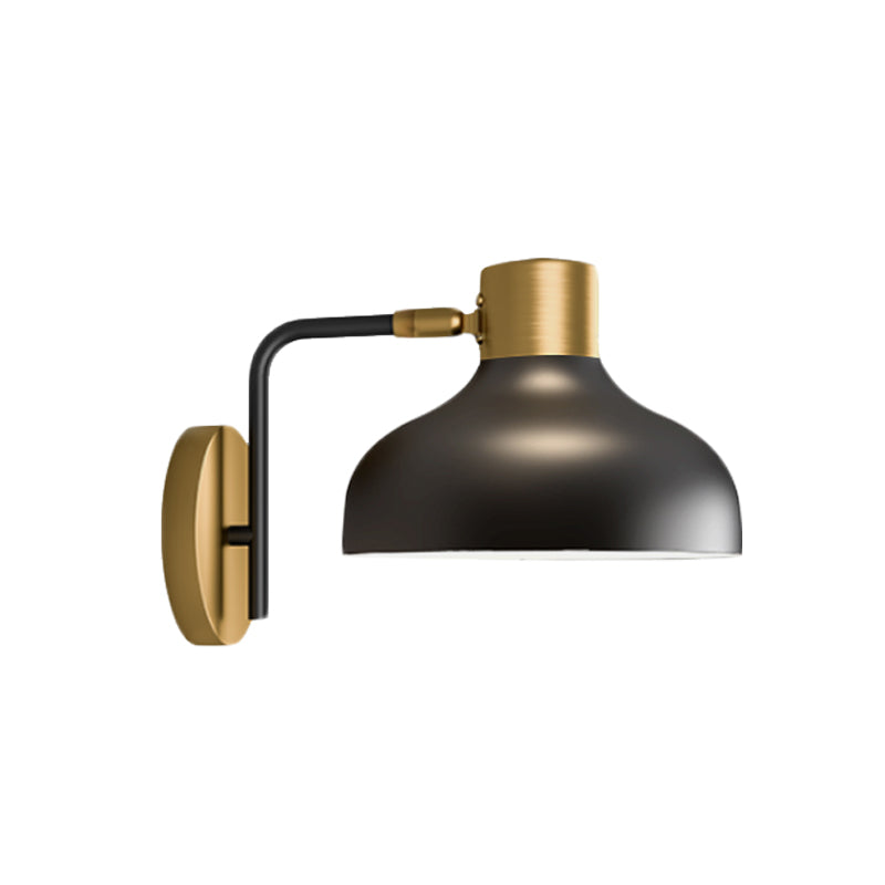 Metal Barn Sconce Lamp Industrial 1-Bulb Bedside Wall Mount in Black with Plug In Cord Clearhalo 'Art deco wall lights' 'Cast Iron' 'Glass' 'Industrial wall lights' 'Industrial' 'Middle century wall lights' 'Modern' 'Rustic wall lights' 'Tiffany' 'Traditional wall lights' 'Wall Lamps & Sconces' 'Wall Lights' Lighting' 612072
