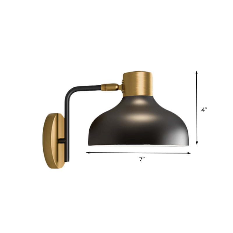 Metal Barn Sconce Lamp Industrial 1-Bulb Bedside Wall Mount in Black with Plug In Cord Clearhalo 'Art deco wall lights' 'Cast Iron' 'Glass' 'Industrial wall lights' 'Industrial' 'Middle century wall lights' 'Modern' 'Rustic wall lights' 'Tiffany' 'Traditional wall lights' 'Wall Lamps & Sconces' 'Wall Lights' Lighting' 612073