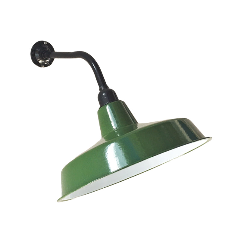 Green Finish 1-Light Wall Sconce Vintage Metal Barn Shade Wall Mount Lamp Fixture, 14"/16" Wide Clearhalo 'Art deco wall lights' 'Cast Iron' 'Glass' 'Industrial wall lights' 'Industrial' 'Middle century wall lights' 'Modern' 'Rustic wall lights' 'Tiffany' 'Traditional wall lights' 'Wall Lamps & Sconces' 'Wall Lights' Lighting' 612081