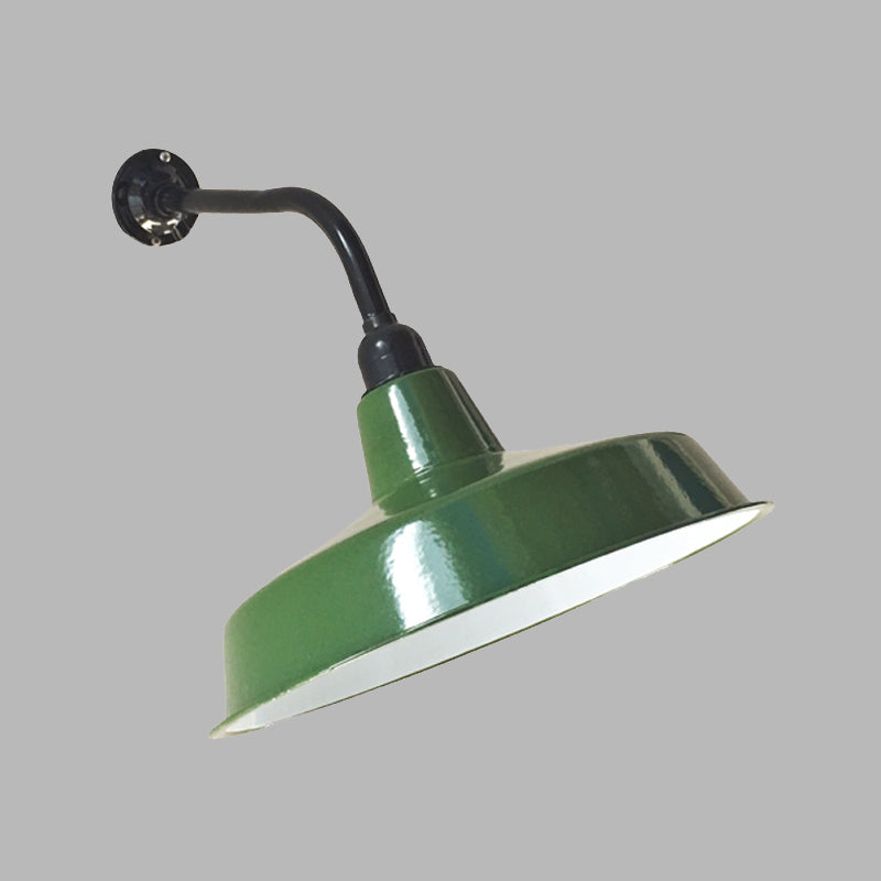 Green Finish 1-Light Wall Sconce Vintage Metal Barn Shade Wall Mount Lamp Fixture, 14"/16" Wide Clearhalo 'Art deco wall lights' 'Cast Iron' 'Glass' 'Industrial wall lights' 'Industrial' 'Middle century wall lights' 'Modern' 'Rustic wall lights' 'Tiffany' 'Traditional wall lights' 'Wall Lamps & Sconces' 'Wall Lights' Lighting' 612082