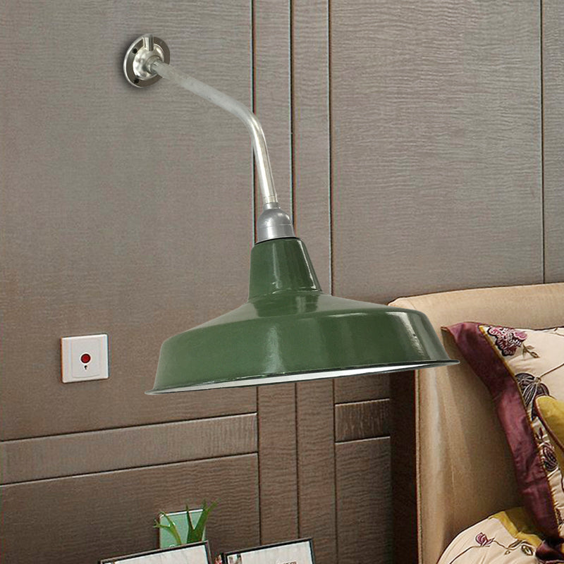 12"/14" Wide 1 Bulb Iron Wall Light Farmhouse Green Barn Outdoor Wall Mount Sconce with Bend Arm Clearhalo 'Art deco wall lights' 'Cast Iron' 'Glass' 'Industrial wall lights' 'Industrial' 'Middle century wall lights' 'Modern' 'Rustic wall lights' 'Tiffany' 'Traditional wall lights' 'Wall Lamps & Sconces' 'Wall Lights' Lighting' 612092