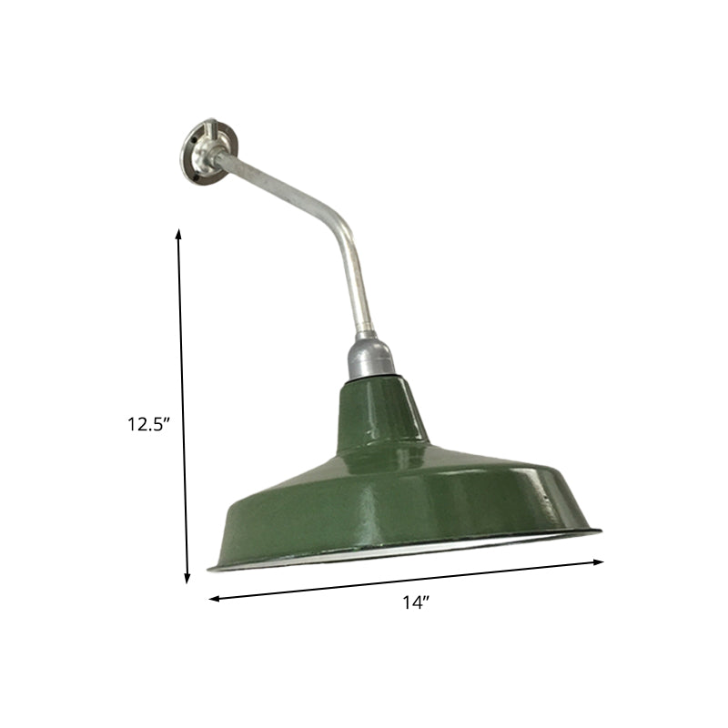 12"/14" Wide 1 Bulb Iron Wall Light Farmhouse Green Barn Outdoor Wall Mount Sconce with Bend Arm Clearhalo 'Art deco wall lights' 'Cast Iron' 'Glass' 'Industrial wall lights' 'Industrial' 'Middle century wall lights' 'Modern' 'Rustic wall lights' 'Tiffany' 'Traditional wall lights' 'Wall Lamps & Sconces' 'Wall Lights' Lighting' 612096