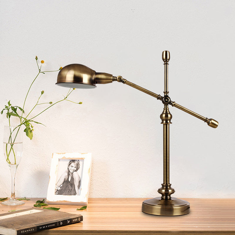 LED Desk Light Countryside Dome Metal Table Lamp in Gold with Rotatable Crossing Arm Gold Clearhalo 'Lamps' 'Table Lamps' Lighting' 612178