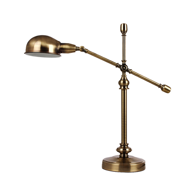 LED Desk Light Countryside Dome Metal Table Lamp in Gold with Rotatable Crossing Arm Clearhalo 'Lamps' 'Table Lamps' Lighting' 612180