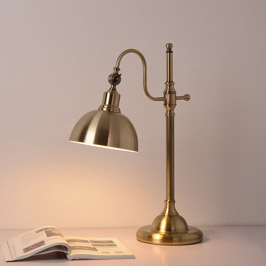 Gold Dome Rotatable Task Lamp Farmhouse Metal Study Room LED Reading Book Light with Gooseneck Arm Clearhalo 'Lamps' 'Table Lamps' Lighting' 612185