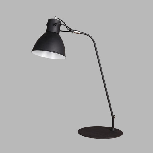 Black Finish LED Task Lamp Antiqued Metal Curved Arm Reading Lighting with Dome Shade for Study Room Clearhalo 'Lamps' 'Table Lamps' Lighting' 612201