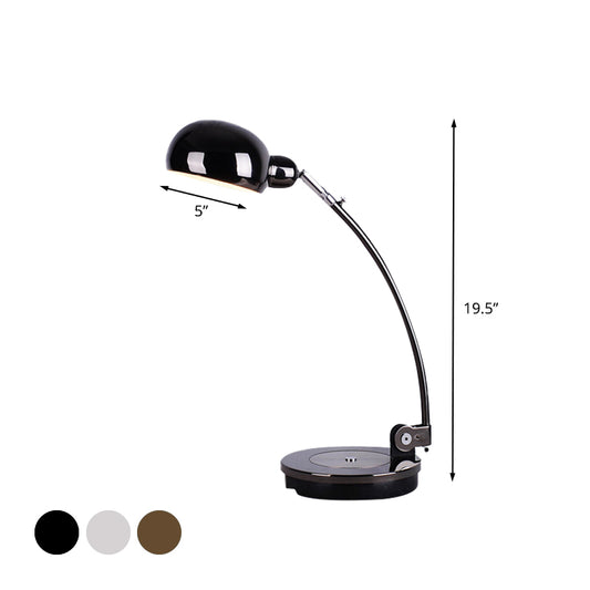 LED Domed Shade Reading Lamp Vintage Style Black/Silver/Bronze Finish Metal Task Lighting for Office Clearhalo 'Lamps' 'Table Lamps' Lighting' 612230