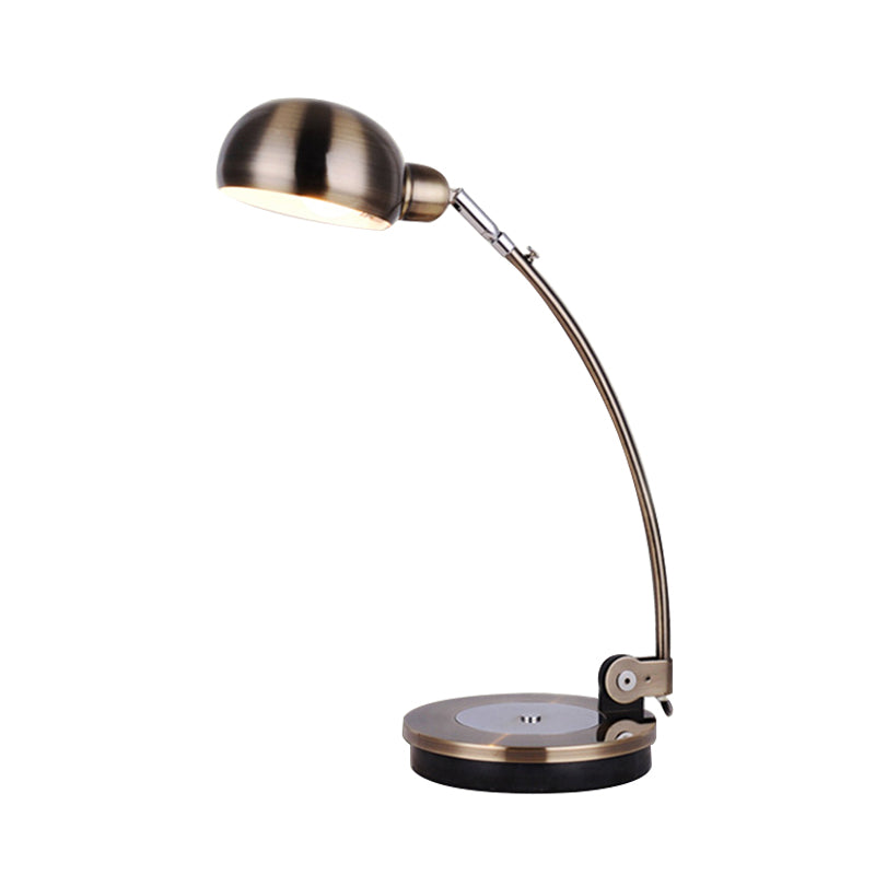 LED Domed Shade Reading Lamp Vintage Style Black/Silver/Bronze Finish Metal Task Lighting for Office Clearhalo 'Lamps' 'Table Lamps' Lighting' 612236