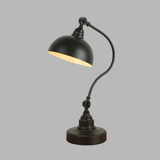 Metal Dome Adjustable Table Light Vintage 1 Bulb Study Room Task Lamp in Black with Gooseneck Arm Clearhalo 'Lamps' 'Table Lamps' Lighting' 612261