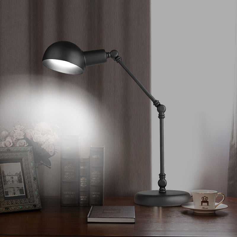 LED Task Light Industrial Style Domed Metallic Reading Book Lamp in Black with Swing Arm Clearhalo 'Lamps' 'Table Lamps' Lighting' 612264