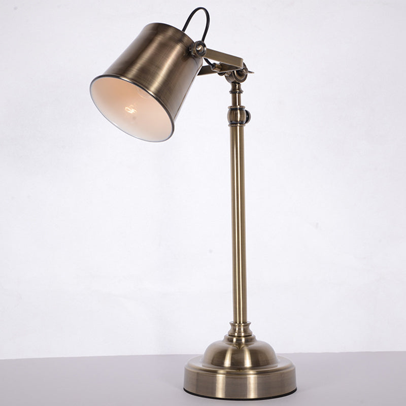 Metallic Bell Adjustable Table Lighting Antiqued 1 Light Study Room Reading Lamp in Silver Clearhalo 'Lamps' 'Table Lamps' Lighting' 612269