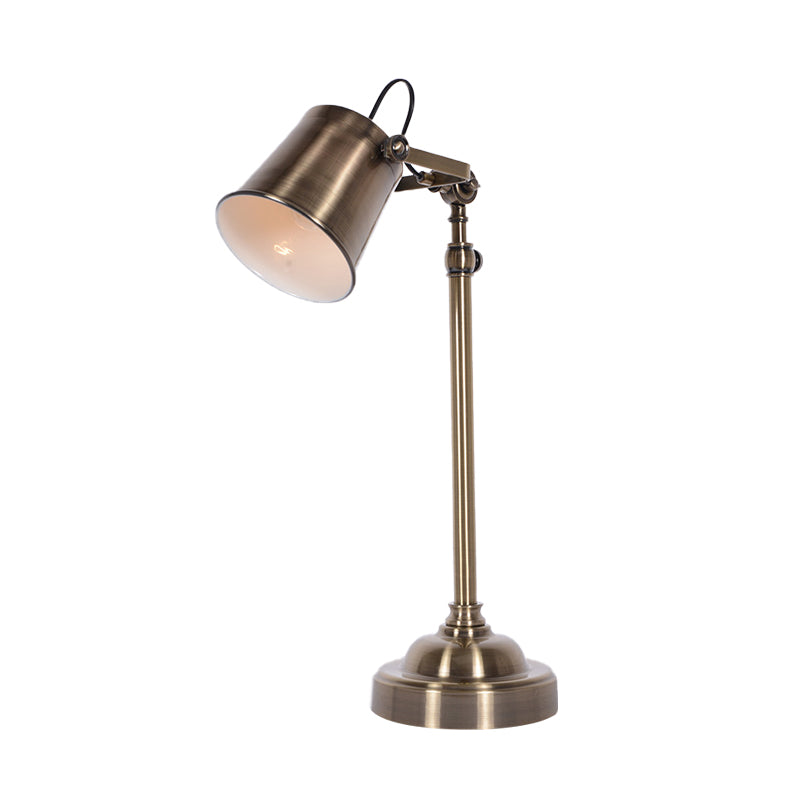 Metallic Bell Adjustable Table Lighting Antiqued 1 Light Study Room Reading Lamp in Silver Clearhalo 'Lamps' 'Table Lamps' Lighting' 612270