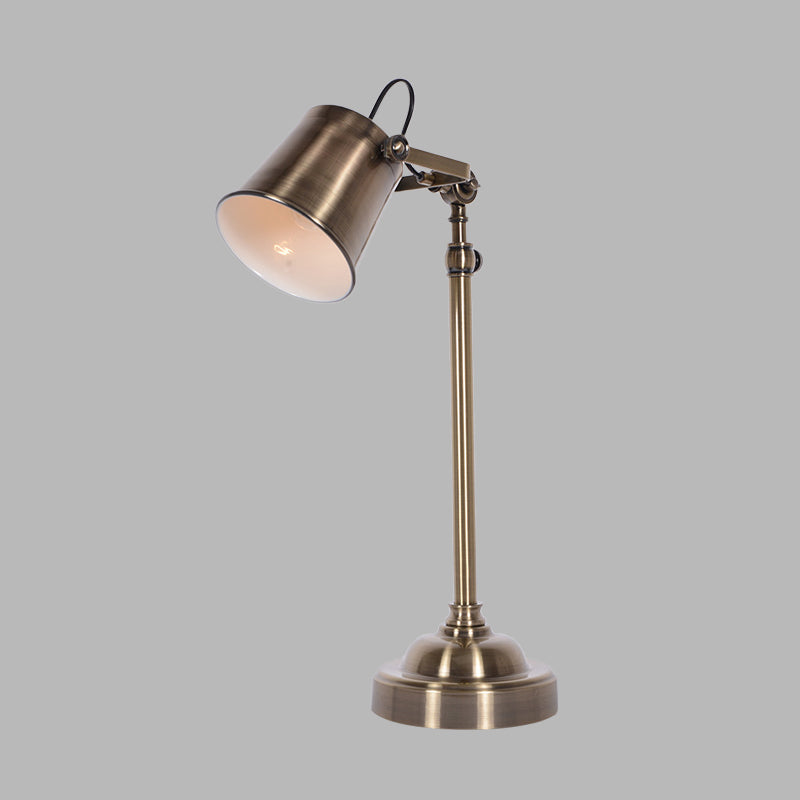 Metallic Bell Adjustable Table Lighting Antiqued 1 Light Study Room Reading Lamp in Silver Clearhalo 'Lamps' 'Table Lamps' Lighting' 612271