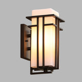 White Glass Cuboid Wall Sconce Country 1 Head Outdoor Wall Mount Light with Matte Black Metal Frame Clearhalo 'Wall Lamps & Sconces' 'Wall Lights' Lighting' 612281