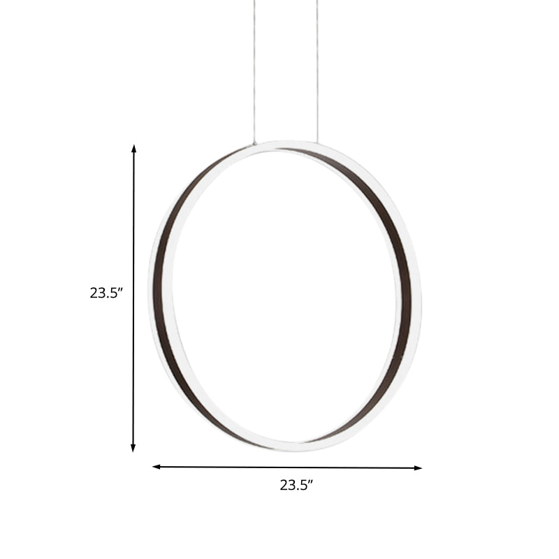 Modernist Ring Hanging Light Kit Acrylic Dining Room LED Ceiling Pendant Lamp in Coffee, 16"/23.5" Dia Clearhalo 'Ceiling Lights' 'Modern Pendants' 'Modern' 'Pendant Lights' 'Pendants' Lighting' 612325