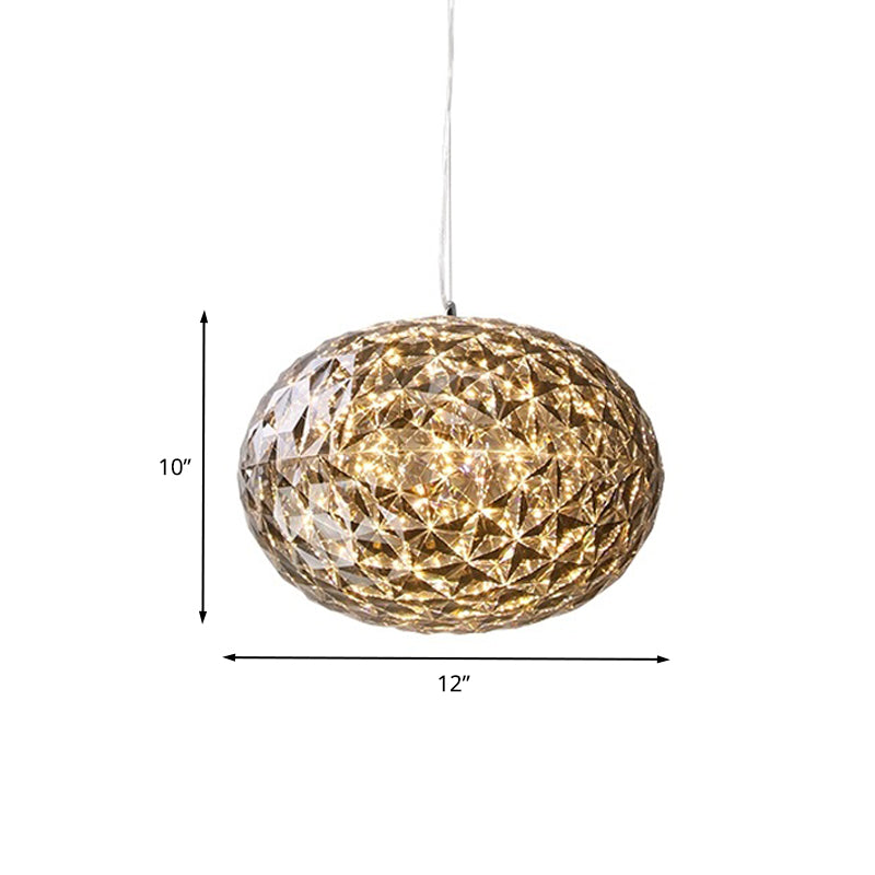 10"/12" W LED Bedside Pendant Lighting Contemporary Grey Hanging Lamp with Ball Acrylic Shade Clearhalo 'Ceiling Lights' 'Modern Pendants' 'Modern' 'Pendant Lights' 'Pendants' Lighting' 612344