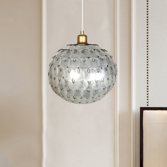 Modernism 1 Light Hanging Lighting Silver Sphere Pendant Ceiling Lamp with Shell Shade Silver Clearhalo 'Ceiling Lights' 'Modern Pendants' 'Modern' 'Pendant Lights' 'Pendants' Lighting' 612350