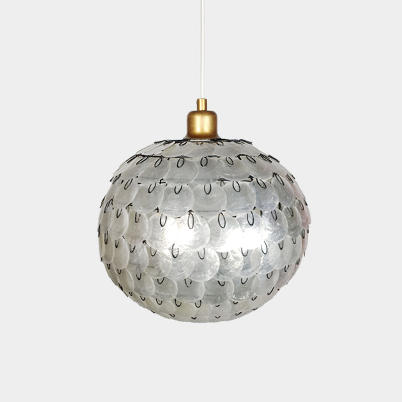 Modernism 1 Light Hanging Lighting Silver Sphere Pendant Ceiling Lamp with Shell Shade Clearhalo 'Ceiling Lights' 'Modern Pendants' 'Modern' 'Pendant Lights' 'Pendants' Lighting' 612353