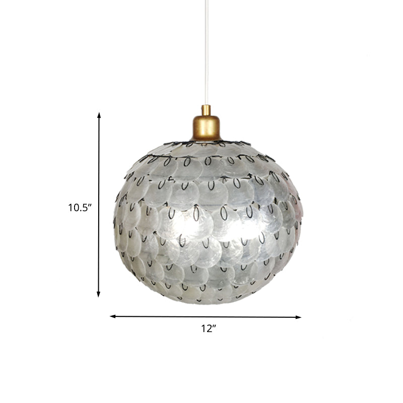 Modernism 1 Light Hanging Lighting Silver Sphere Pendant Ceiling Lamp with Shell Shade Clearhalo 'Ceiling Lights' 'Modern Pendants' 'Modern' 'Pendant Lights' 'Pendants' Lighting' 612354