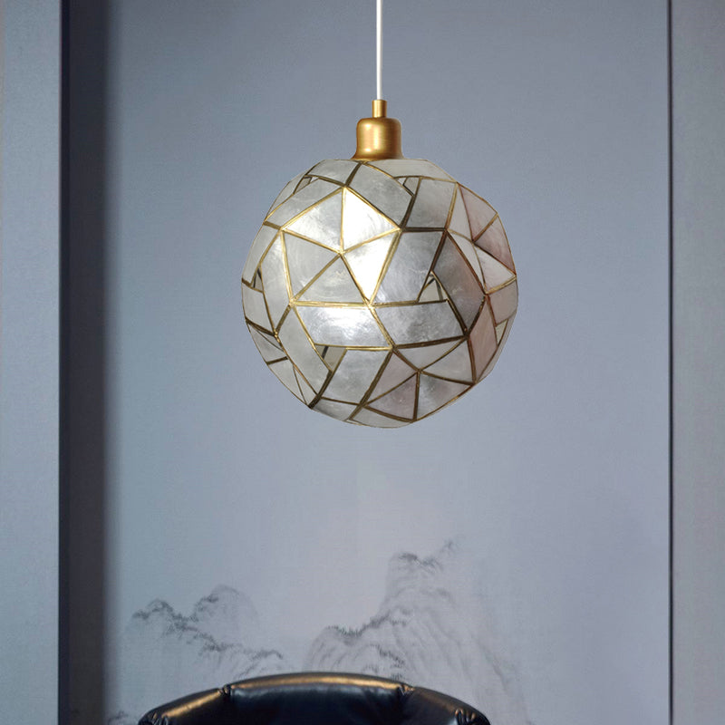 Sldined Globe Suspension Light Contemporary Shell 1-Bulb Dining Room Hanging Pendant Lamp in Silver Silver Clearhalo 'Ceiling Lights' 'Modern Pendants' 'Modern' 'Pendant Lights' 'Pendants' Lighting' 612355