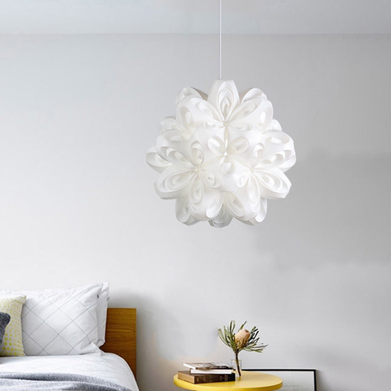 1-Head Bedside Pendant Contemporary White Ceiling Hang Fixture with Blossom Acrylic Shade White Clearhalo 'Ceiling Lights' 'Modern Pendants' 'Modern' 'Pendant Lights' 'Pendants' Lighting' 612370