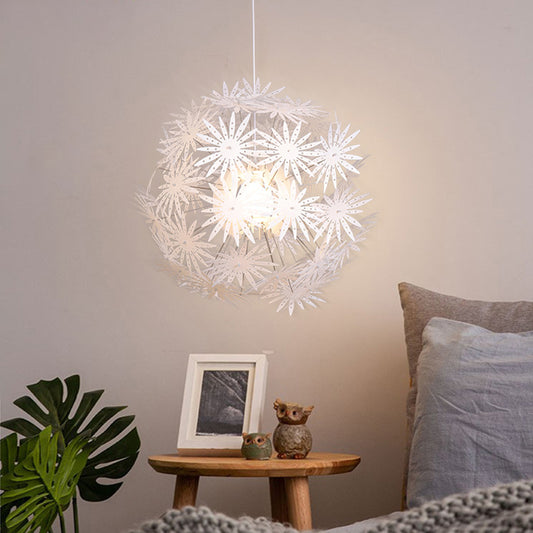 Dandelion Bedroom Ceiling Pendant Acrylic 1-Bulb 19"/23.5" Wide Modernism Hanging Light Kit in White White Clearhalo 'Ceiling Lights' 'Modern Pendants' 'Modern' 'Pendant Lights' 'Pendants' Lighting' 612375