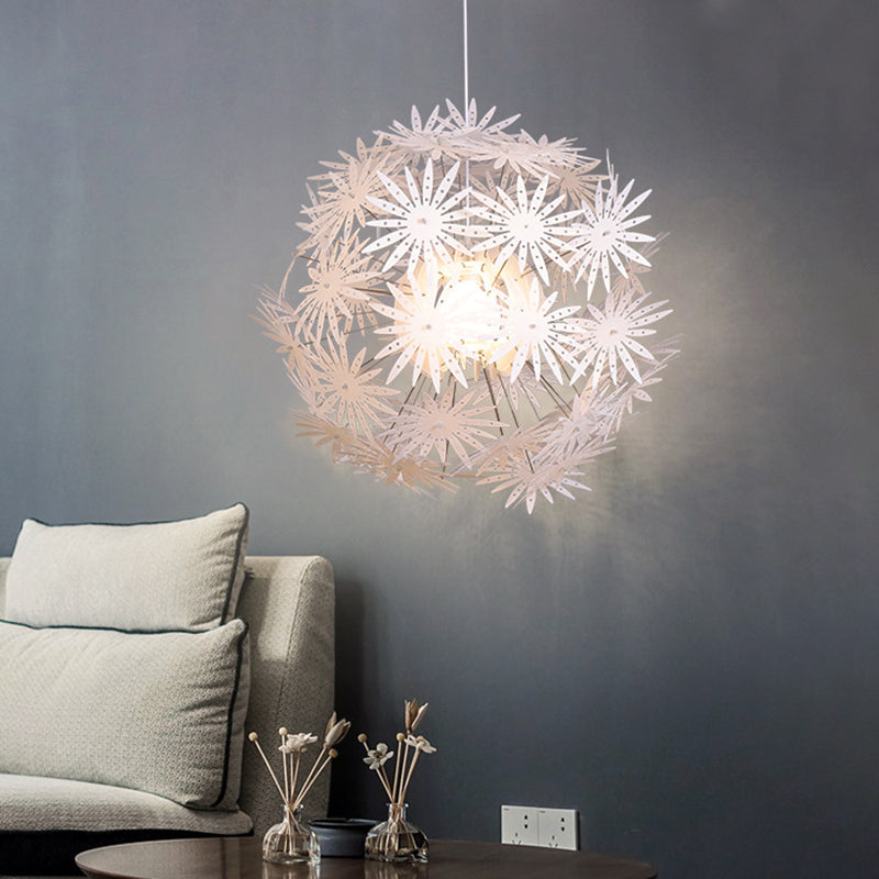 Dandelion Bedroom Ceiling Pendant Acrylic 1-Bulb 19"/23.5" Wide Modernism Hanging Light Kit in White Clearhalo 'Ceiling Lights' 'Modern Pendants' 'Modern' 'Pendant Lights' 'Pendants' Lighting' 612376