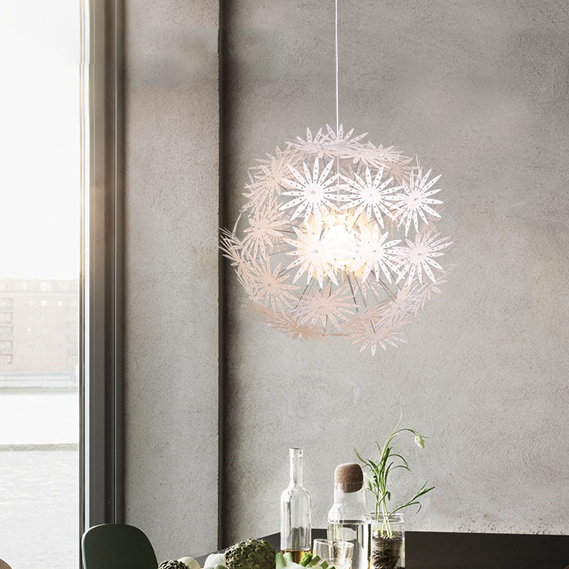 Dandelion Bedroom Ceiling Pendant Acrylic 1-Bulb 19"/23.5" Wide Modernism Hanging Light Kit in White Clearhalo 'Ceiling Lights' 'Modern Pendants' 'Modern' 'Pendant Lights' 'Pendants' Lighting' 612377