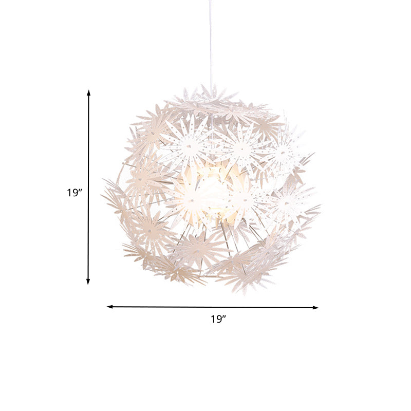 Dandelion Bedroom Ceiling Pendant Acrylic 1-Bulb 19"/23.5" Wide Modernism Hanging Light Kit in White Clearhalo 'Ceiling Lights' 'Modern Pendants' 'Modern' 'Pendant Lights' 'Pendants' Lighting' 612379