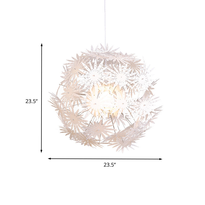 Dandelion Bedroom Ceiling Pendant Acrylic 1-Bulb 19"/23.5" Wide Modernism Hanging Light Kit in White Clearhalo 'Ceiling Lights' 'Modern Pendants' 'Modern' 'Pendant Lights' 'Pendants' Lighting' 612380