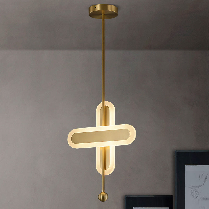 Crossing Acrylic Pendant Lamp Fixture Modern LED Gold Hanging Ceiling Light for Bedroom Clearhalo 'Ceiling Lights' 'Modern Pendants' 'Modern' 'Pendant Lights' 'Pendants' Lighting' 612382